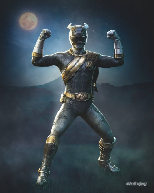 Black Bison Ranger Power Pose Print by Tokujay – Signed by Jack Guzman